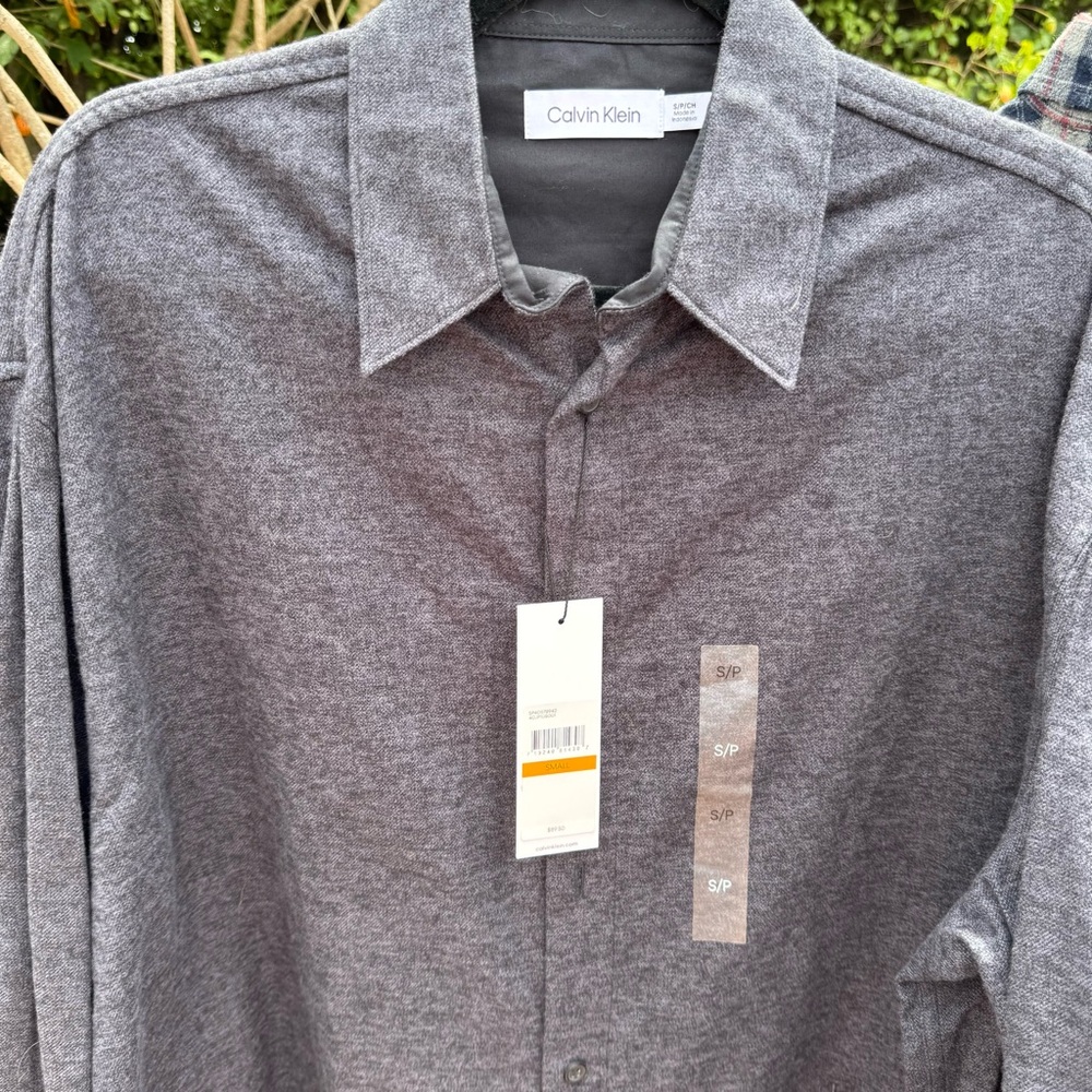 Calvin Klein Gray Casual Button Down Shirt NWT